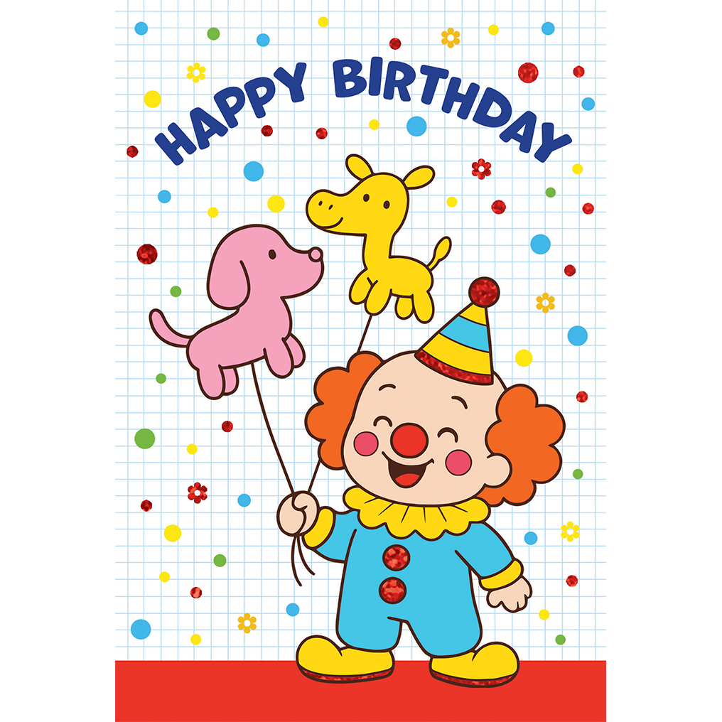Tiny Clown Birthday Card